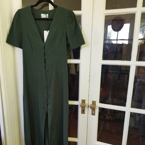 dark green linen dress